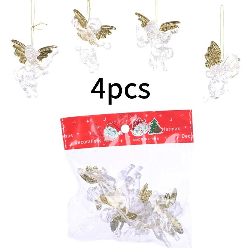 Weihnachtsdekoration, goldene Flügel, transparenter Engel, hängender Ornament-Anhänger für Weihnachtsbaum, Neujahrsparty-Dekore