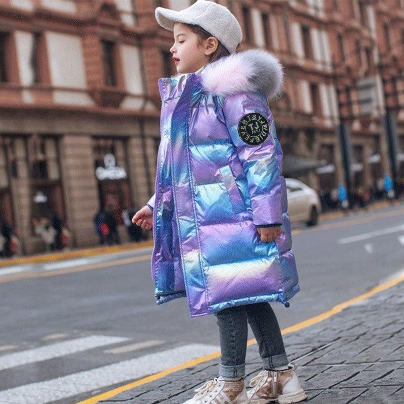 Winter Daunenjacke aus Baumwolle für Mädchen, wasserdicht, mit Kapuze, Mantel für Kinder, Oberbekleidung, Kleidung für Teenager, 4–14 Jahre, Kleidung für Kinder, Parka, Schneeanzug 130 bunt