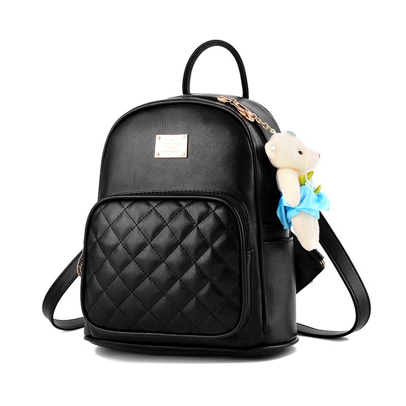 Große Kapazität Casual Rucksack koreanischen Stil trendige Mode Damen Tasche Bär Schultasche schwarz