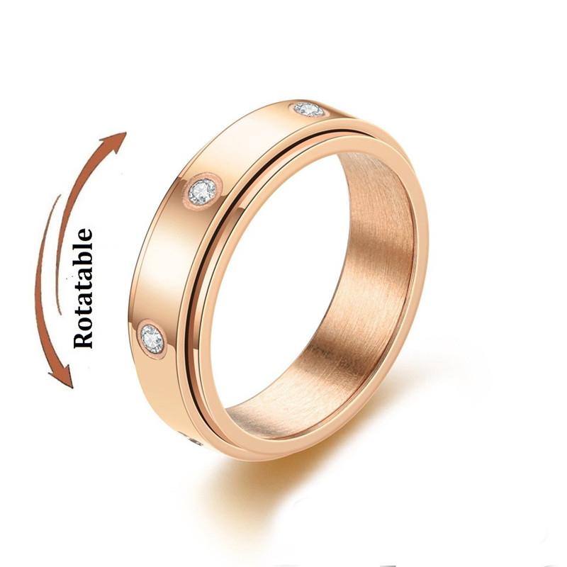 Anti Stress Angst Fidget Spinner Partnerringe Drehen sich frei Schmuck für Männer Frauen Edelstahl Knöchelring Hochzeit Bague 6
