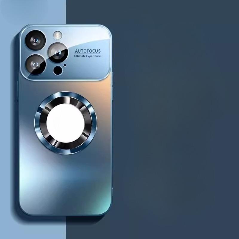 Neue Titan iPhone Hülle für 17 16 15 14 Pro Max, Luxuriöse Matte Magnetische Hülle mit Kameraschutz, Kratzfeste Kabelloses Laden Handyhülle iPhone11proMax blau