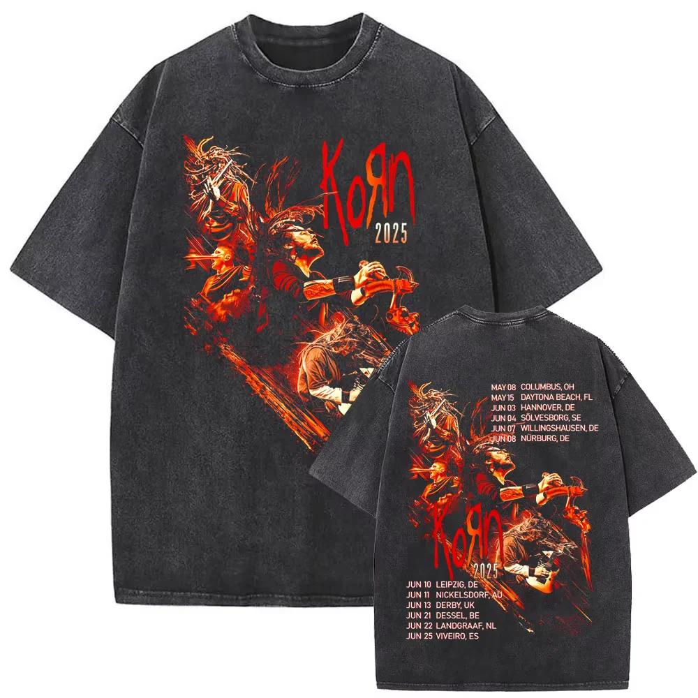 Gewaschenes Vintage Rockband Korn Issues Album Grafik T-Shirt Herren Damen Retro Alternative Metal T-Shirts Herren Oversized T-Shirts S brown
