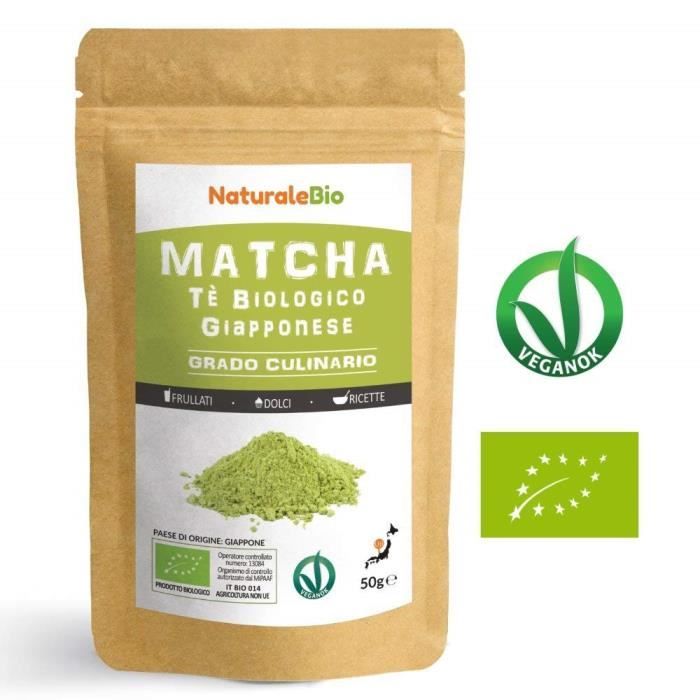 Bio Japanischer Matcha-Tee zum Kochen [ Kulinarische Qualität ] 50 g - Grüner Matcha-Tee in Pulverform 100% Natürlich - Matcha Grüner Tee