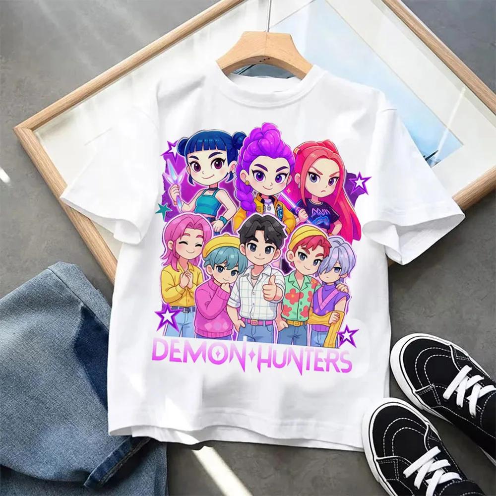 Kpop Dämonenjäger Kinderbekleidung Kurzarm T-Shirt Kpop Dämonenjäger Tiger Harajuku T-Shirt für Jungen Mädchen Geschenk 160