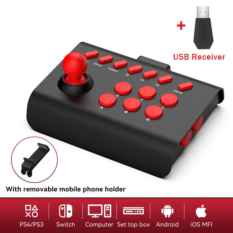 VAORLO Arcade Game Stick Joystick Controller für Nintendo Switch PS4 PS3 8bitdo Ultimate Pandora Box PC IOS Handy Black Red With Receiver