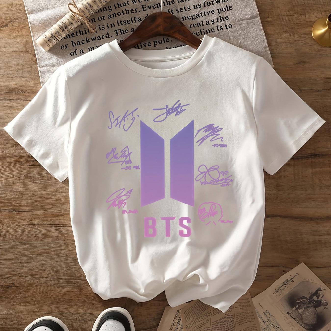2026 BTS Sommer Mode Trendiges T-Shirt Herren Damen Vintage Oberteil Hip Hop Streetwear Oversized T-Shirt Kurzarm Freizeitkleidung XXXL