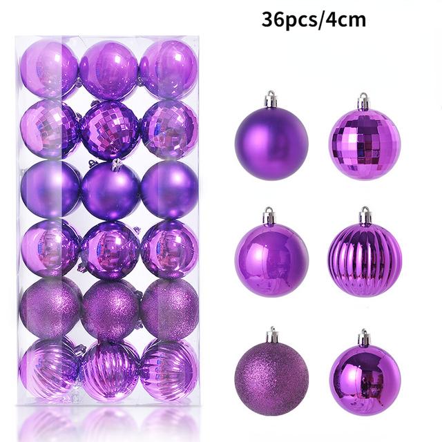 1Box 24/36 stücke Weihnachten Ball Weihnachten Baum Ornament Hause Weihnachten Hängen Anhänger Neue Jahr Party Dekoration Geschenk Navidad 2024 36pcs/4cm violett