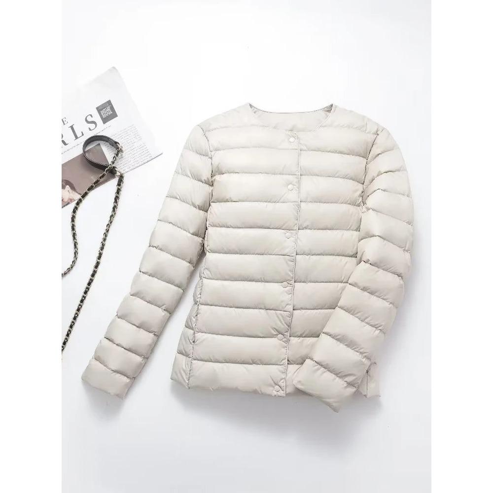 Ultraleichte Daunenjacke für Damen, mattes Gewebe, leichte Jacke, warm, winddicht, Parka, Damen-Daunenjacken plus Mäntel M beige