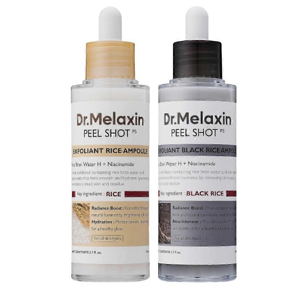 2 Stück Dr.Melaxin PEEL SHOT GLOW Peeling Reis Ampulle (WEISSER REIS/SCHWARZER REIS) 80 ml White