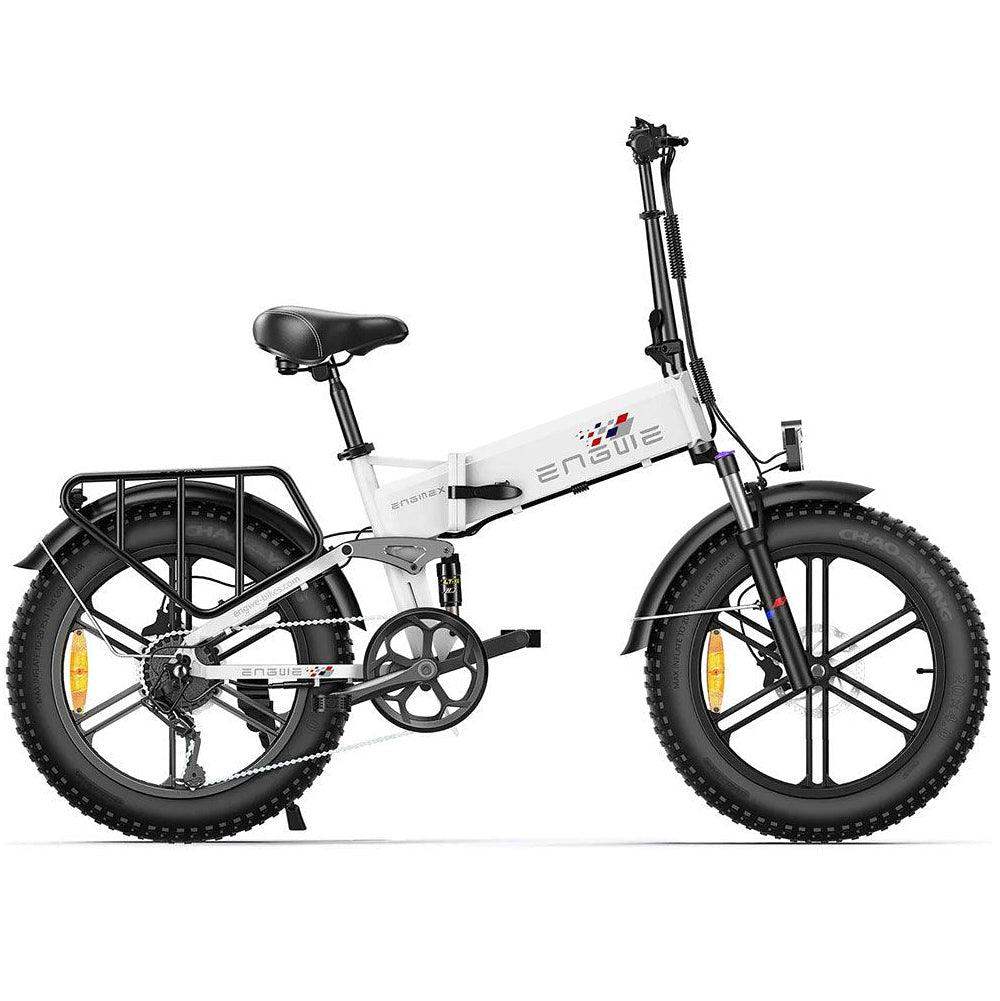 Engwe Engine X 250W City Pendler E-Bike mit 48V13Ah Akku, Vollfederung, Shimano 7-Gang, 20 ×4.0  Reifen, Faltbares E-Bike mit Gepäckträger 48V 250W 13Ah weiß