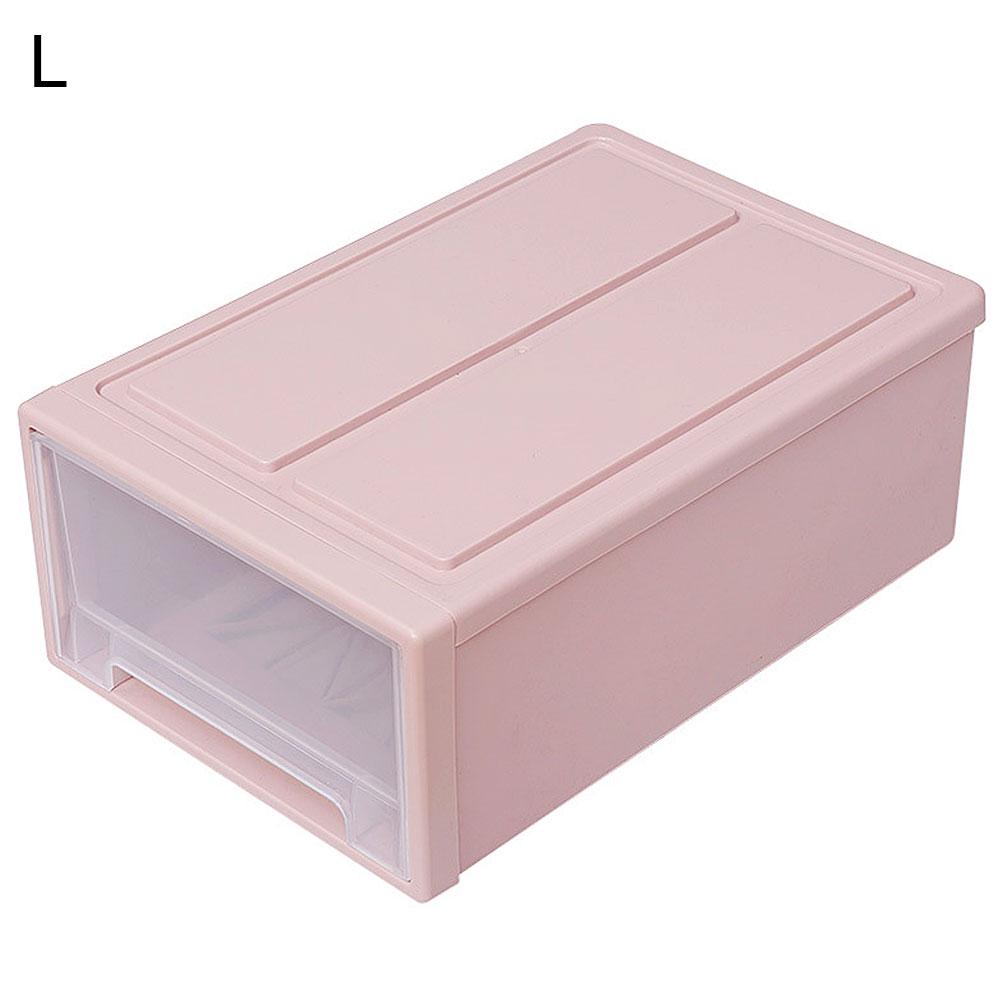 Haushalt Kunststoff Transparent stapelbare Schublade Aufbewahrungsbox Container Organizer L rosa