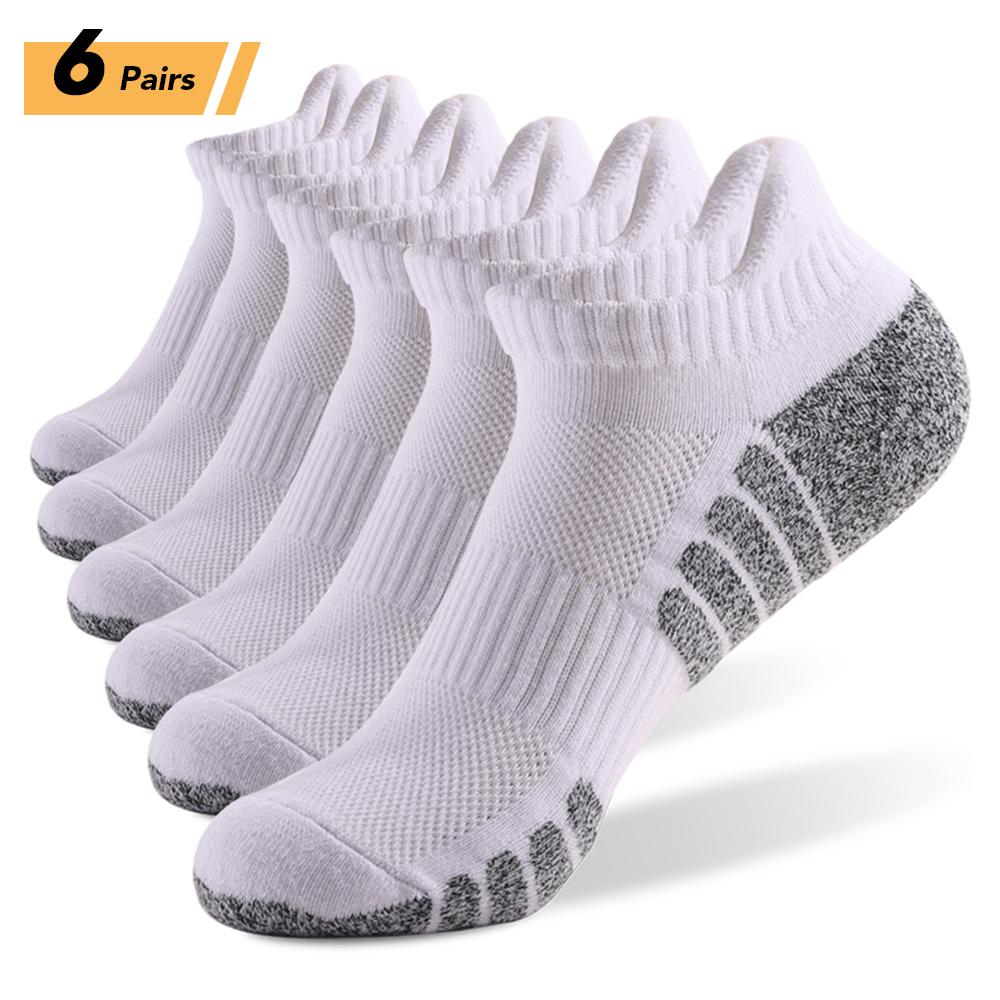 6 Paar Sport-Söckchen, athletische Low-Cut-Socken, dicke Strick-Herbst-Winter-Socken, atmungsaktive, schnell trocknende Socken, verschleißfest, leicht, rutschfest XL weiß