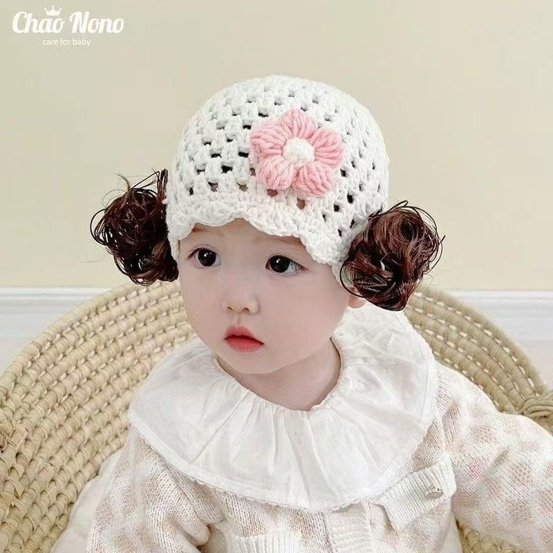 Einfarbige Trendige Baby Mütze Handgefertigter Spitzen Turban Baby Mütze Mädchen Strickmütze Neugeborenen Mütze 3-12Month-Old Baby white