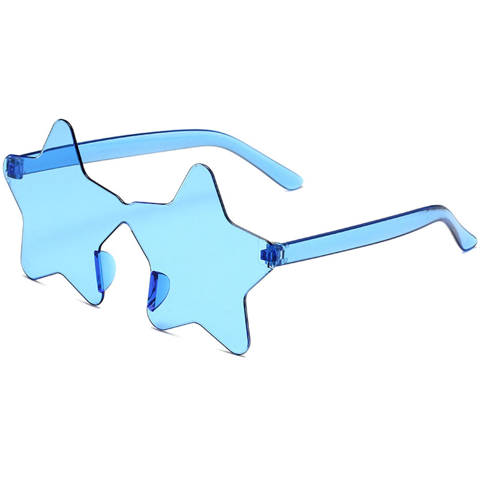 Pentagramm-Sonnenbrille, Sternform, randlose Sonnenbrille, Sternbrille, Stern-Sonnenbrille, kleines Gesicht, Fotobrille, Strand-Sonnenbrille blau