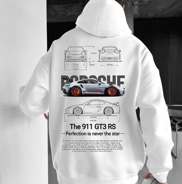 Porsche Gt3 Rs Druck Kapuzenpullover Herren Damen Übergroß Y2k Lässig Locker Sweatshirt Fleece Warm Weich Trainingsanzug Damen Herren Kleidung XL