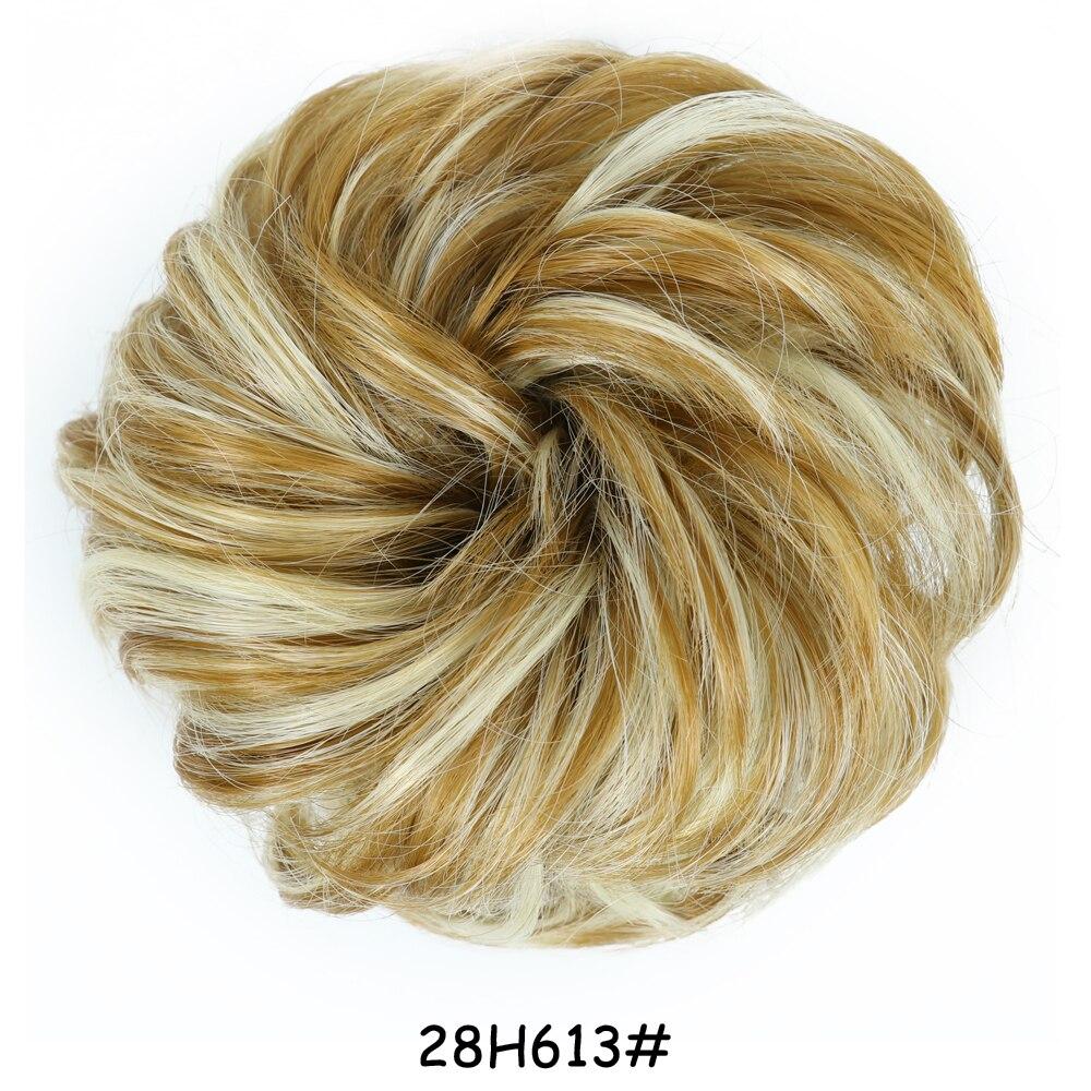 MISS WIG Frauen Messy Chignon Donut Haarknoten Kunsthaar Elastischer Chignon Kunstfaser Haarteil Grau Schwarz Braun Farbe beige