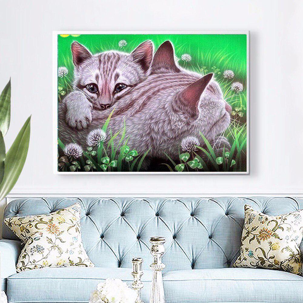 Diamant-Malerei, runde Steine, Tiere, Diamant-Stickerei, Natur, Katze, Diamant 20X30