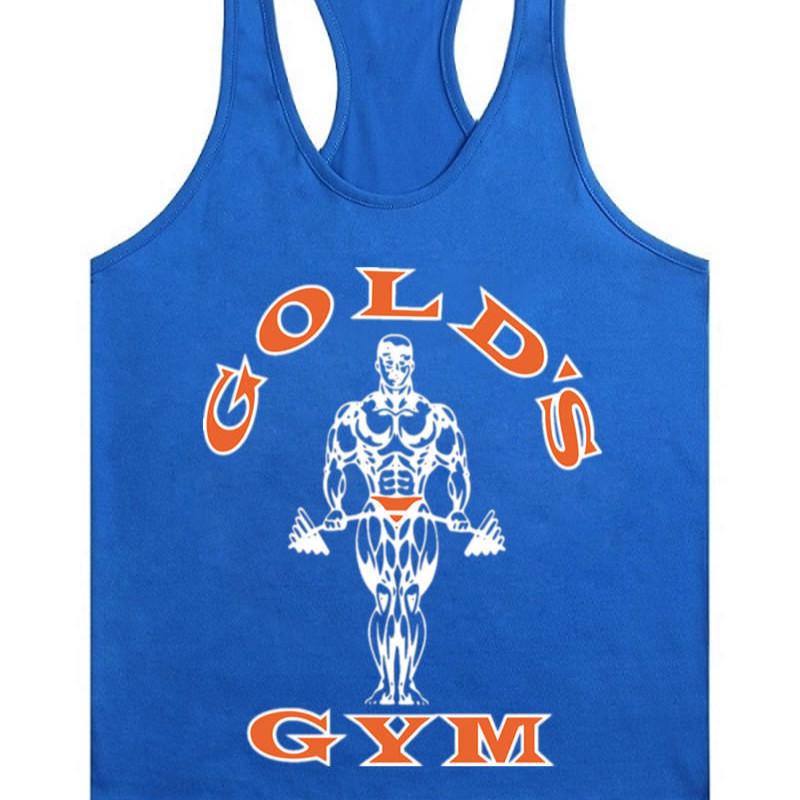 Ärmelloses Tanktop für Herren von Europe Golds, Weste für Bodybuilding und Fitness M blau