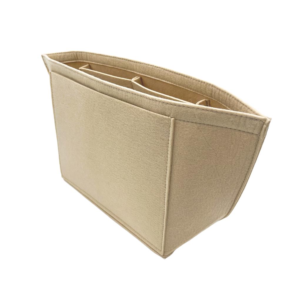 Filzeinsatztasche für Handtaschen-Innentasche, Make-up-Tasche, Unterstützung für tragbare Reisetaschen, Organizer, separate Aufbewahrungstasche beige