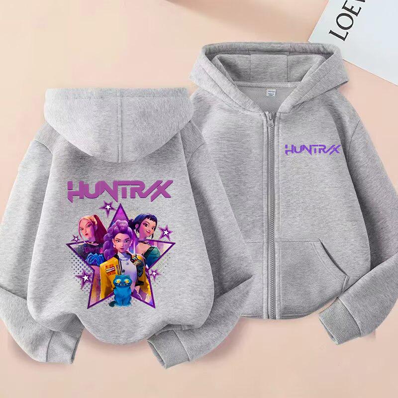K-Pop Dämonenjäger Hoodies Huntrix Mädchen Junge Lässige Pullover Tops Zoey Rumi Mira Sweatshirt KPop Dämonenjäger Kinderkleidung 140 beige