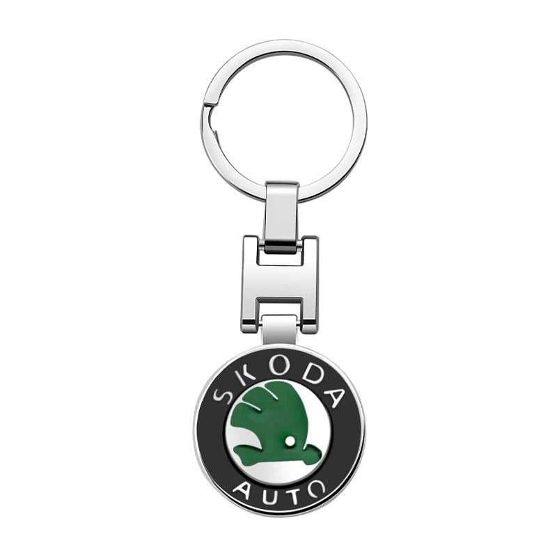 VHLU1 3D Metall Auto Emblem Schlüsselanhänger Ring Auto Schlüsselanhänger Für Skoda octavia fabia rapid yeti superb octavia a5 a7 Schlüsselanhänger Zubehör white