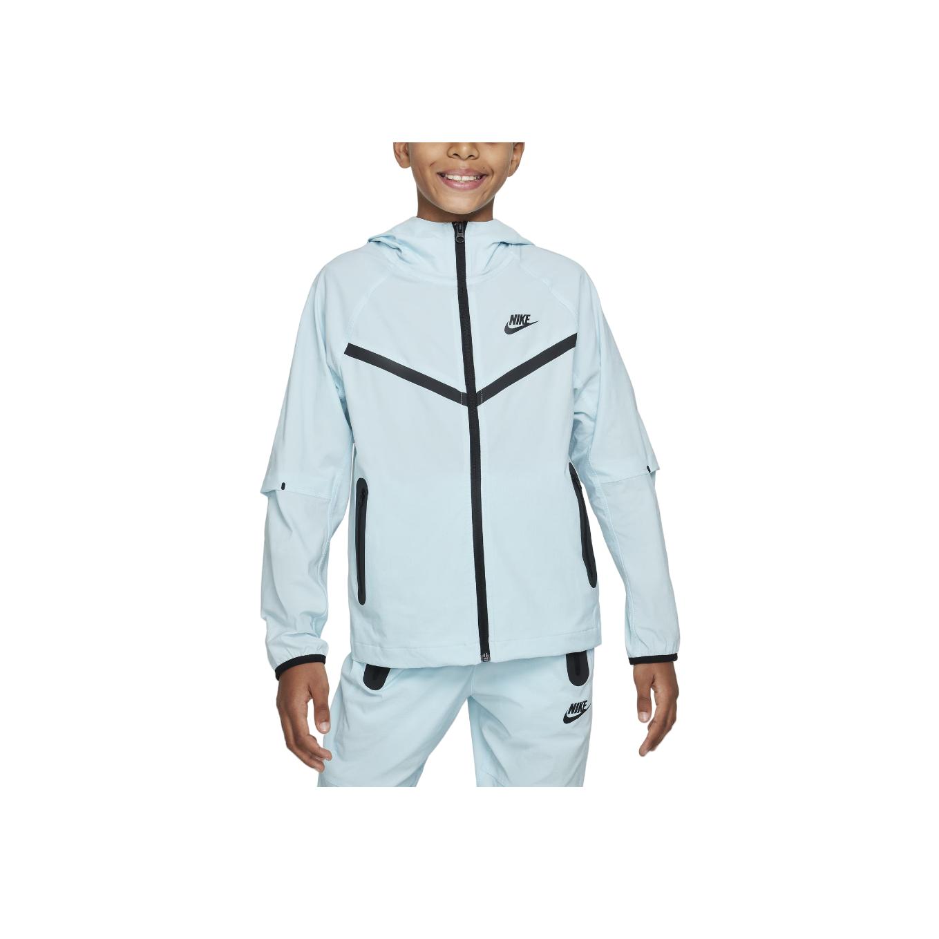 Nike Tech Logo Kapuzenjacke Kinderjacken Gletscherblau Schwarz HQ8911-474 S