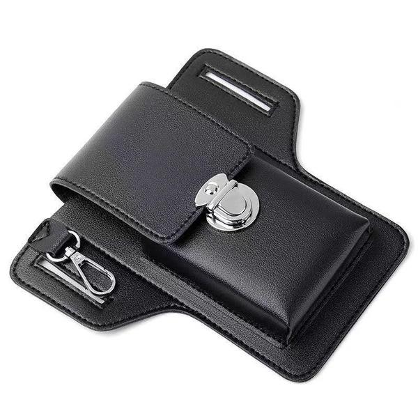 1PC Vintage PU Leder Taille Tasche Handy Schleife Holster Herren Gürtel Tasche Handy Tasche Brieftasche schwarz