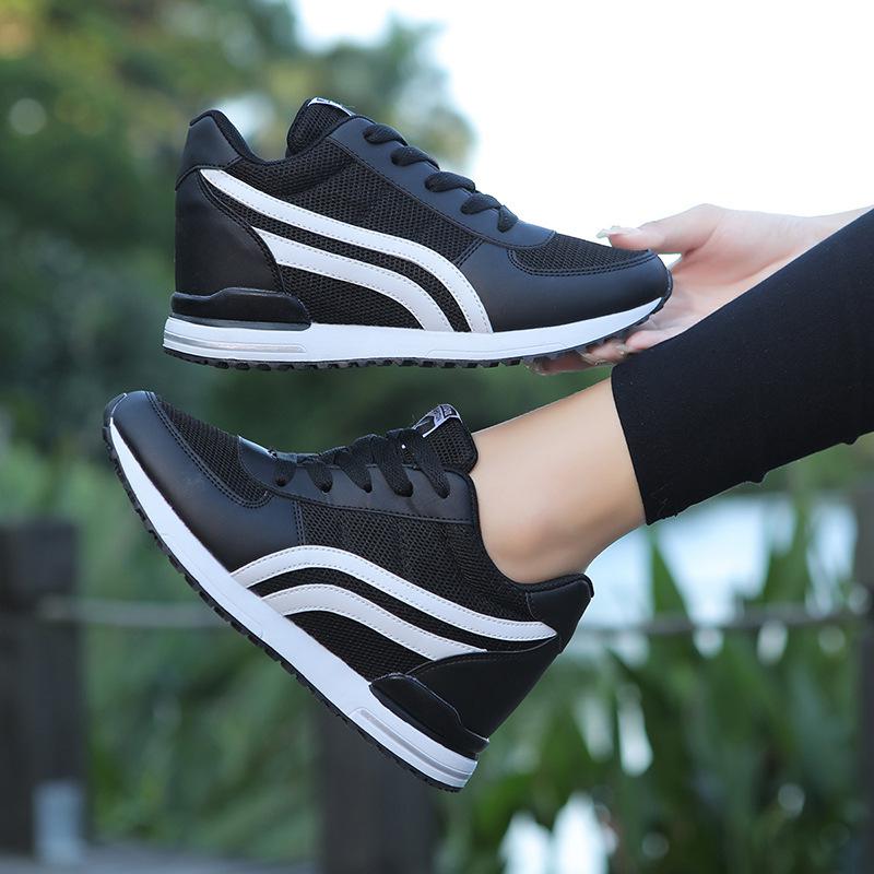 Versteckte Absätze Keilabsatz Sneaker Damen Atmungsaktiv Freizeit Schuhe Damen Frühling Herbst Größe Erhöhend Sneaker Damen Schuhe Outdoor 39 schwarz