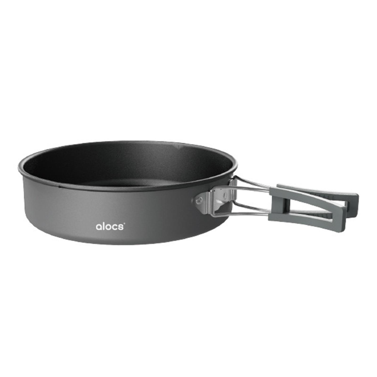 8-Zoll-Camping-Bratpfanne, Aluminiumlegierung, Camping-Kochgeschirr mit Klappgriff für Camping, Picknick, Wandern 7in