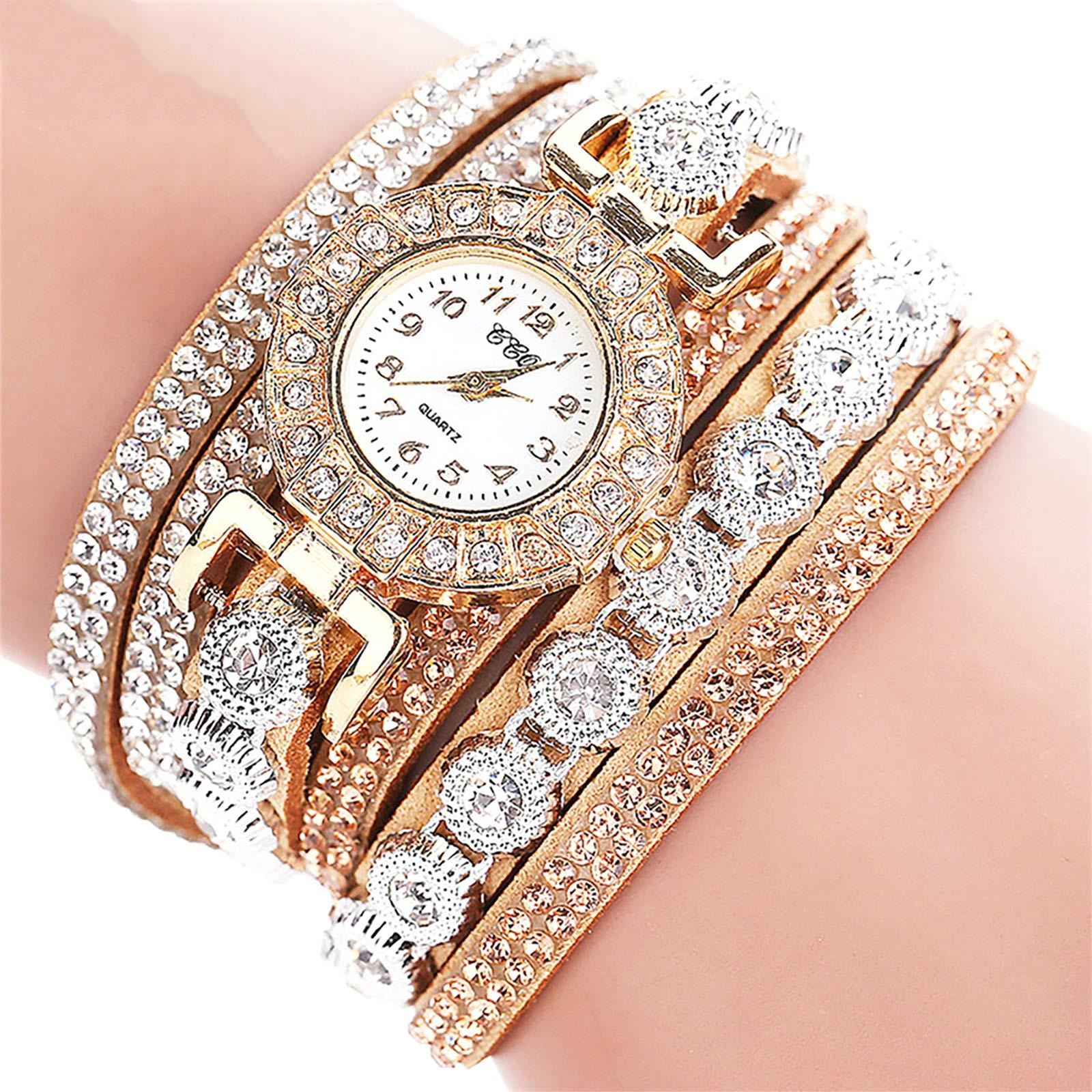 Neuer Stil – kleine Uhr mit Diamant, runde Armbanduhr, Studentenmode, lässige Damen-Armbanduhr One Size beige