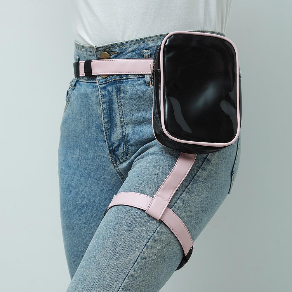 Pu Leder Motorrad Frauen Taille Bein Kreuz Motorrad Fanny Pack Motorrad Zubehör transparent/rosa