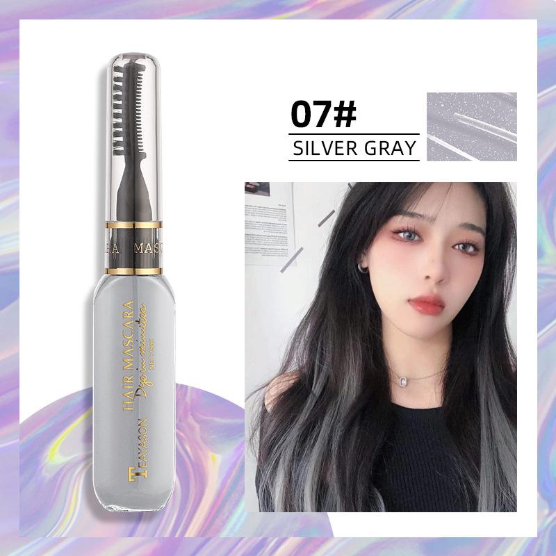 Temporäre Haarfarbe Mascara, Auswaschbare Haarfärbemittel Mascara für Wimpern und Haare, Leuchtende Farben No. 7 graue