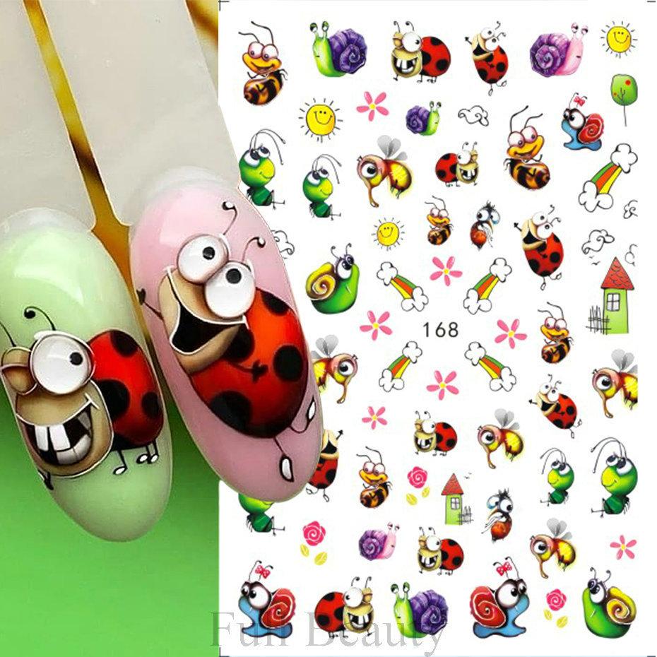 1PC süße Ameise Nagel Aufkleber Biene Marienkäfer Sukkulente Regenbogen Slider Maniküre Aufkleber