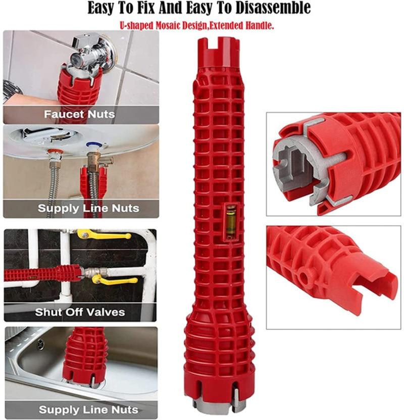 8 In 1 Anti-slip Waschbecken Wasserhahn Schlüssel Multifunktionale Doppel Kopf Reparatur Schlüssel Warmwasserbereiter Sanitär-werkzeuge Bad Werkzeug Sets 8 IN 1