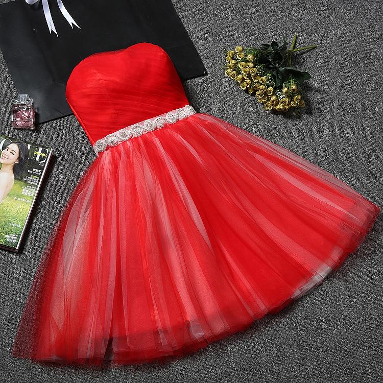 Mode Einfarbig Strass Mesh Hochzeit Ballkleider Dame Elegante Brust Wrap Brautjungfer Abend Party Geburtstag Outfits L kardinalrot