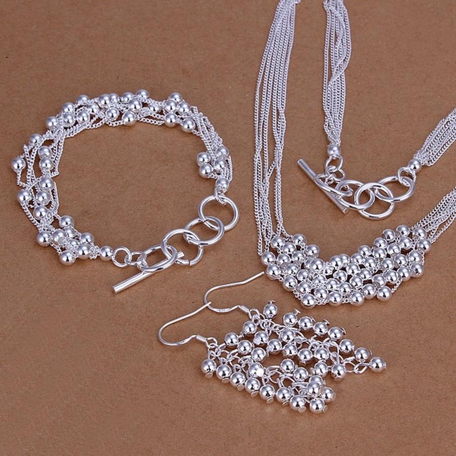 925 Sterling Silber für Hochzeit Frauen Weihnachtsgeschenke Retro Charms Dame Perlenkette Armbänder Ohrringe Modeschmuck Sets