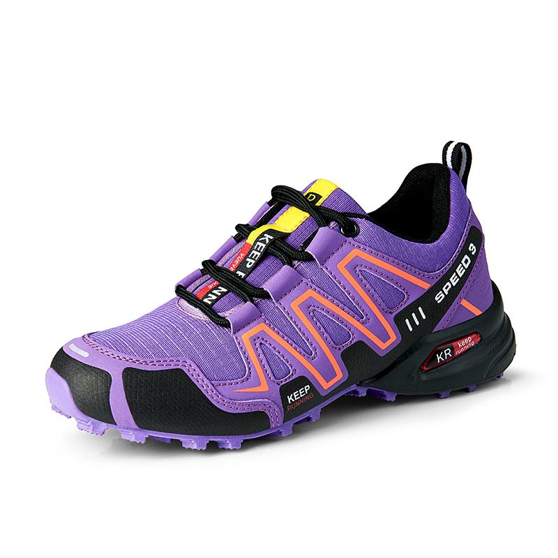 Damen-Outdoor-Wanderschuhe, leichte, verschleißfeste Damen-Bergsteiger-Wanderschuhe, wasserdichte große Leder-Sportschuhe 38 violett