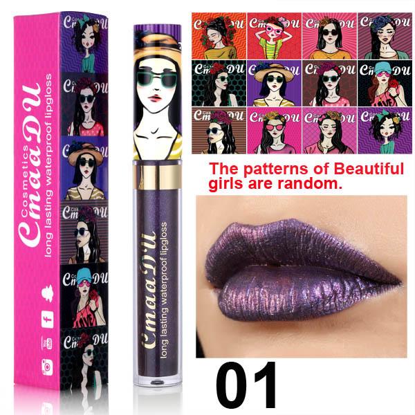 Chamäleon-Lippenstift, Diamant-Glitzer-Lipgloss, Lippenglasur, hochpigmentiert, langanhaltend, feuchtigkeitsspendender Lippenstift, Lippen-Make-up, Geschenk für Frauen 01