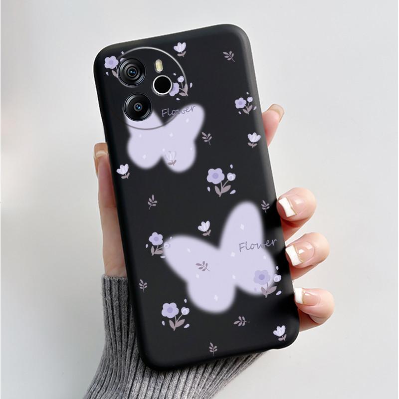 Für Oscal Tiger 12 13 Hülle Mode Schmetterling Blume Schwarz Weiches Silikon Handyhülle für Blackview Oscal Tiger12 Tiger13 Abdeckung Oscal Tiger 12