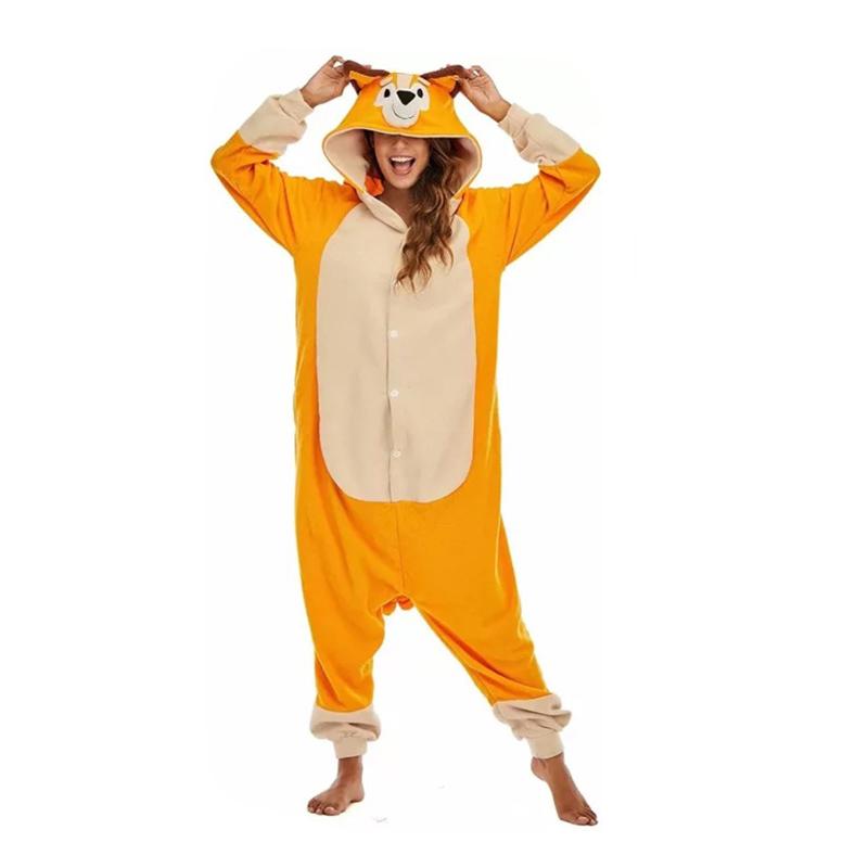 Bluey Onesies Frauen Pyjamas Kigurumi Cartoon Einteiliges Cosplay Kostüm Für Halloween S cadmium orange