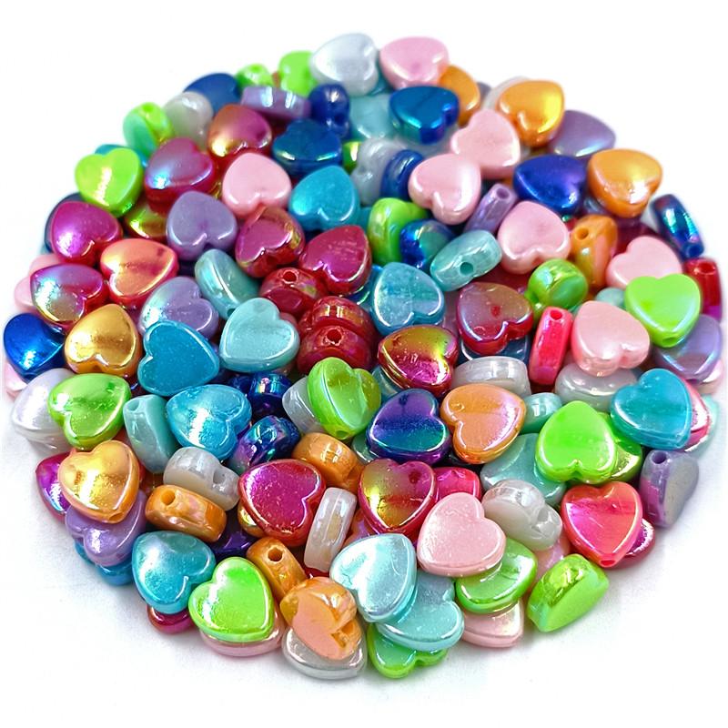 50 Stücke 8,5*9mm Acryl AB Farbe Herz-förmigen Lose Perlen Für DIY Halskette Armband Schmuck Machen Schmuck zubehör 8.5*9mm 50Pcs bunt
