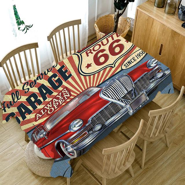 Vintage Auto Bedruckte Tischdecke Home Tischdekoration Anti-Fouling Zubehör Rechteckige Restaurant Couchtisch Tischdecke 85x85cm33x33inch
