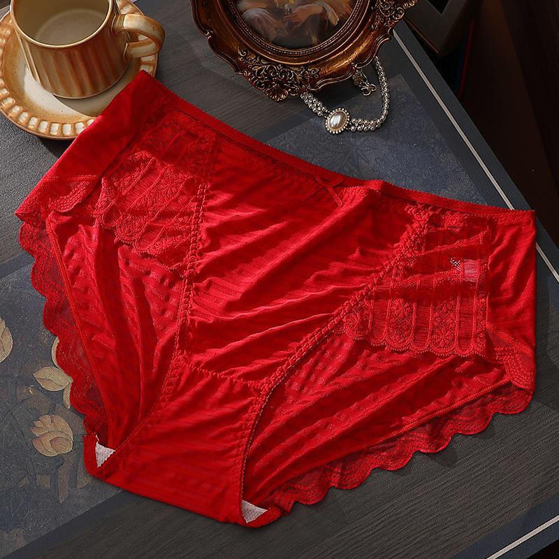 Damenunterwäsche Übergröße Höschen Einfarbig Schlichtes Japanisches Oberschenkelloses Spitzenrand Mittelhohe Taille Dreieckshöschen 5XL