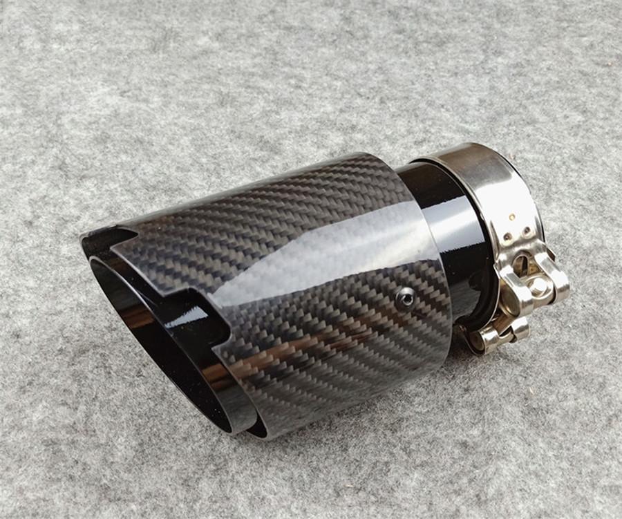 2 STÜCKE NEU 67mm Universal Top Qualität Glänzend Titan Schwarz Kohlefaser Auspuff Schalldämpfer Endrohre Passend Für Bmw Benz
