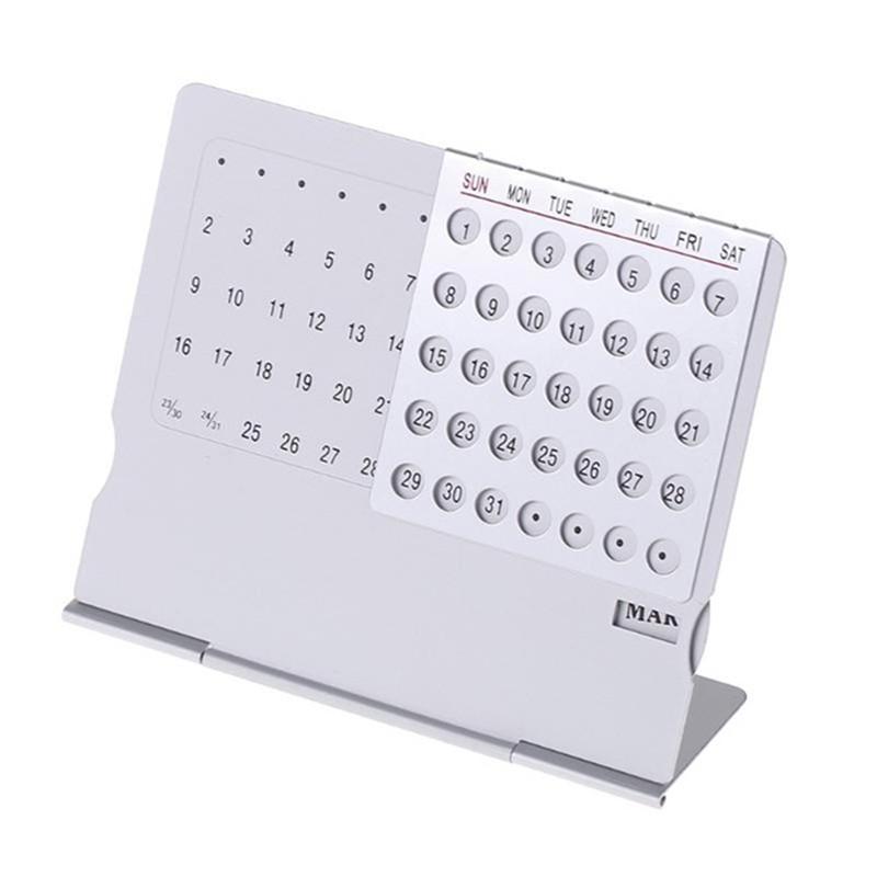 Super ewiger einzigartiger 100-Jahres-Kalender, Aluminiumlegierung, Metall, Tisch, englische Kalender, Büro, Schreibtisch, D