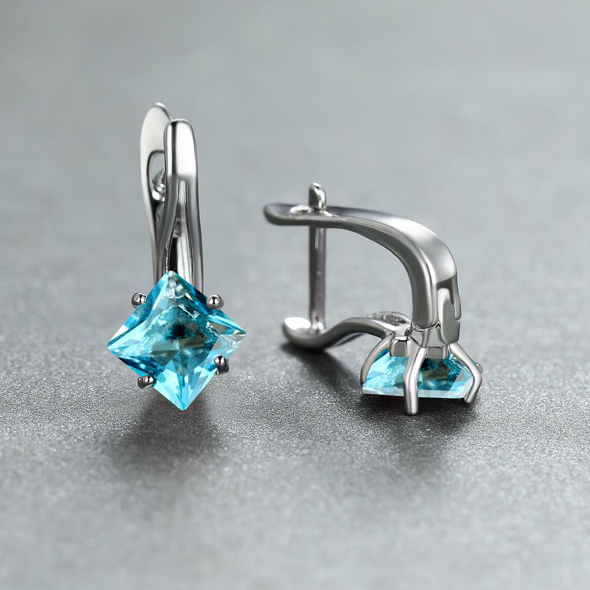 Exquisite Ohrringe, Modeschmuck, Goldfarbe, Diamantschliff, Aquablauer Stein, Geburtsstein, Braut, Prinzessin, Verlobungsohrringe silber/meergrün