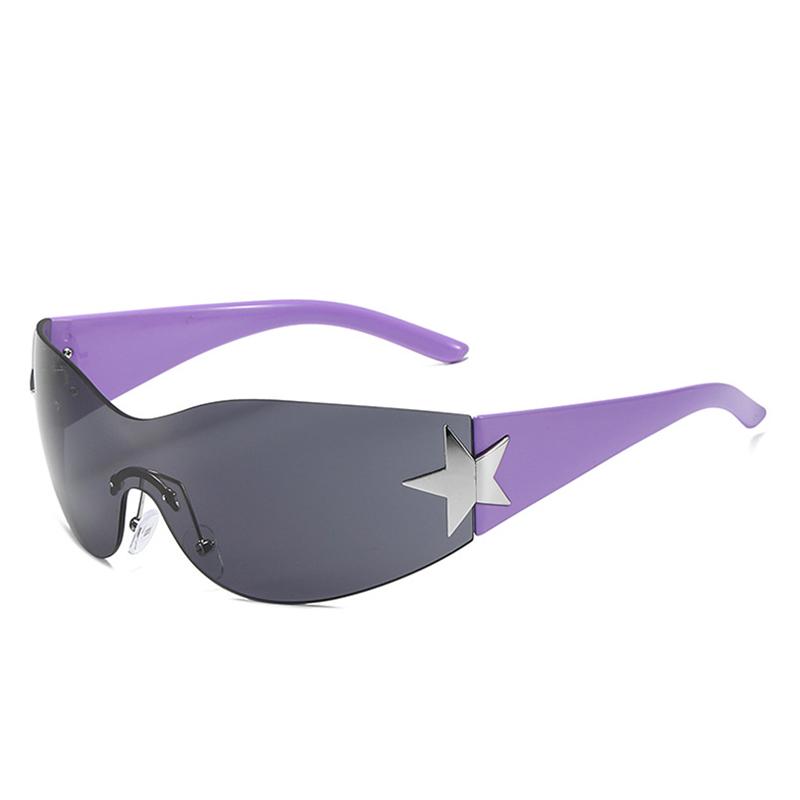 Randlose Y2K-Sonnenbrille für Damen und Herren, trendige Shield-Wrap-Sonnenbrille, übergroße, modische, rahmenlose Sonnenbrille