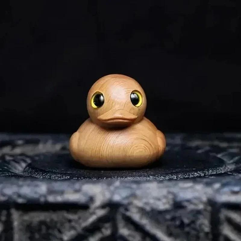 Thuja Cartoon Niedlich Holzgriff Stück Kleine Gelbe Ente Kindergeburtstag Puppe Spielzeug Kreative Desktop-Dekoration beige