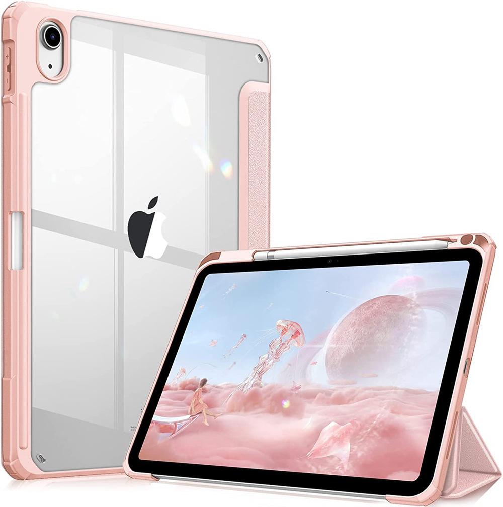 Kristallharte PC-Ledertasche für IPad-Hülle 9. 10. Generation Pro 11 12,9 Abdeckung Klare Stifthalterabdeckung für IPad Air 5 4 10.2 IPad Mini 6 Hülle iPad 10 2022 10.9 rosa