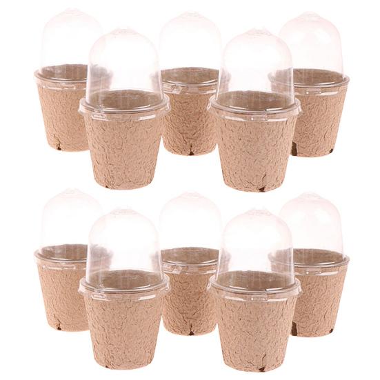 10/20 Stück Gärtnerei-Töpfe mit Feuchtigkeitskuppel, umweltfreundlich, weit verbreitet, biologisch abbaubar, Pflanzbehälter für Startertöpfe S 10 pcs